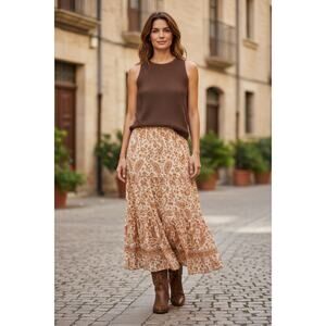 Ralph Lauren Sz M Knit Tank Chocolate Brown Sleeveless Sweater Cable 100% Cotton